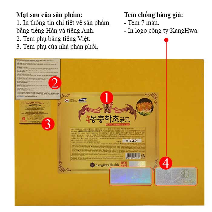 Đông trùng hạ thảo Kwangha gỗ vàng cao cấp chính hãng đầy đủ tem mác